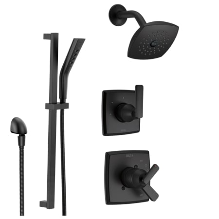 Delta Monitor 17 Series Dual Function Pressure Balanced Shower System with Integrated Volume Control, Shower Head, and Hand Shower and Rough-In Valves Matte Black